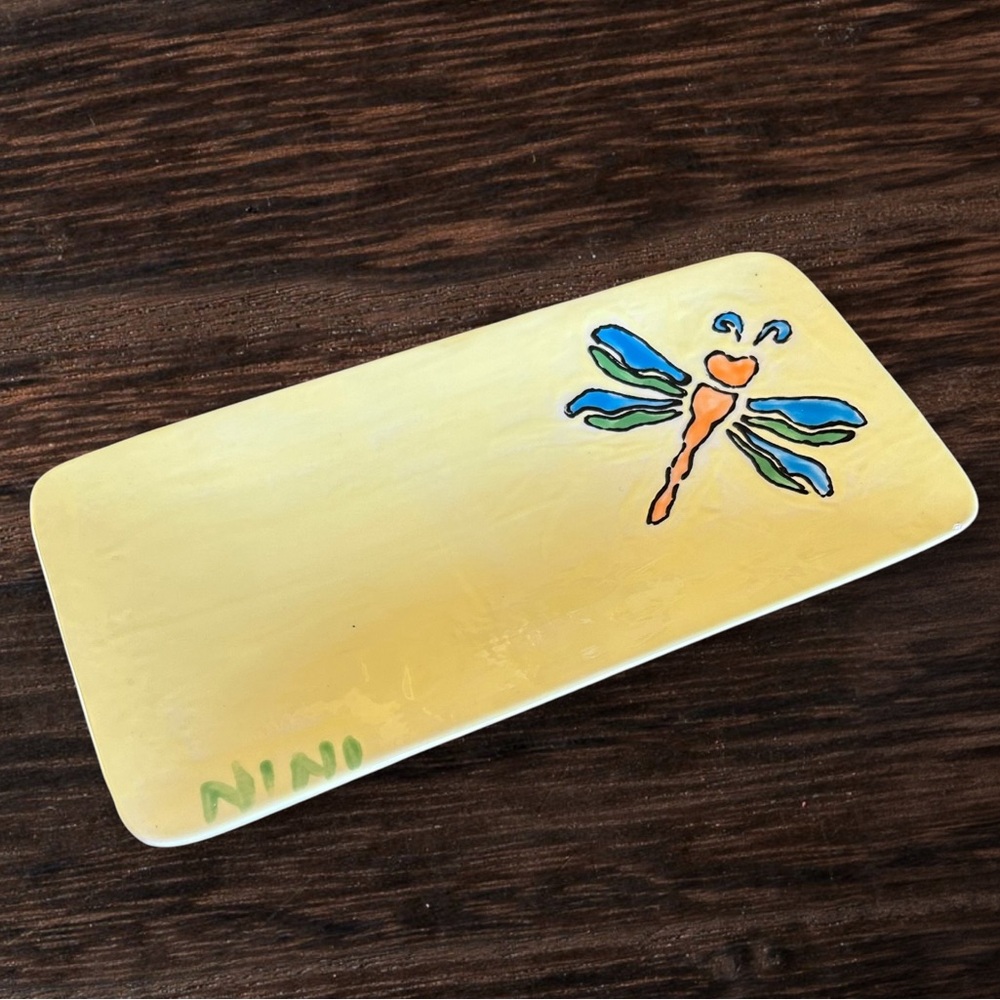 Rectangular Dragonfly Ceramic Serving Dish Plate